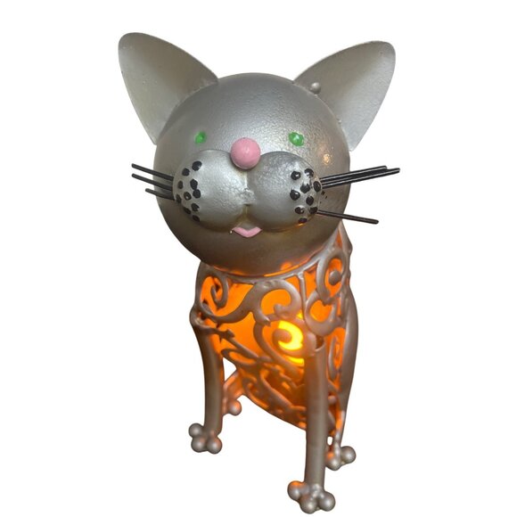 Chrome Metal Cat Electric Lamp Luminary With Magnetic Posable Head 9" - Picture 3 of 7
